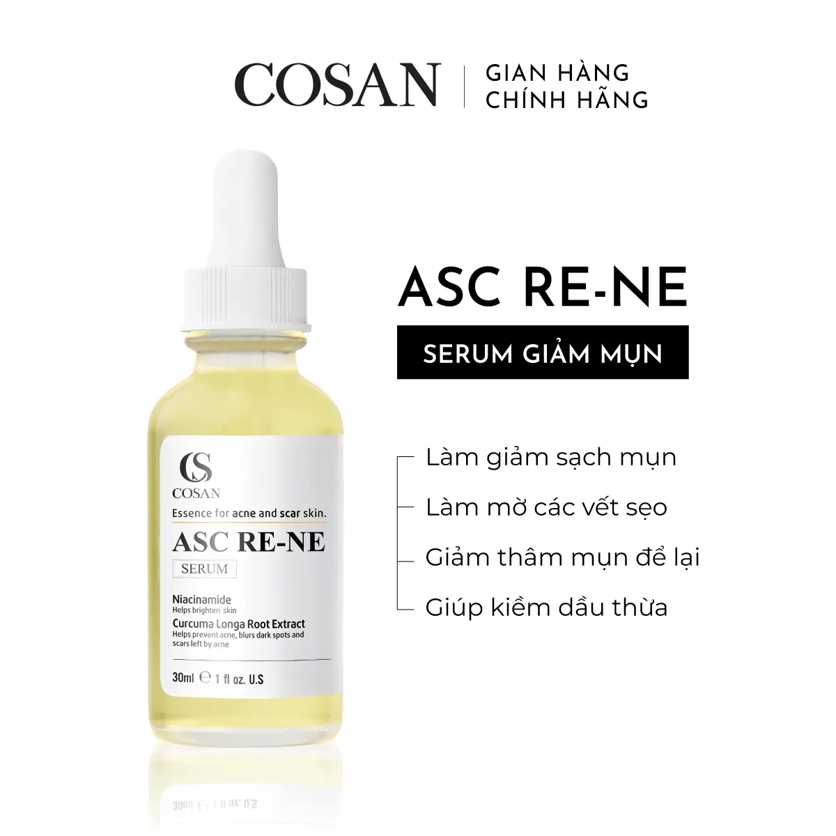 Serum hỗ trợ cải thiện sẹo rỗ, mụn, thâm lâu năm – Cosan ASC RE-NE Serum