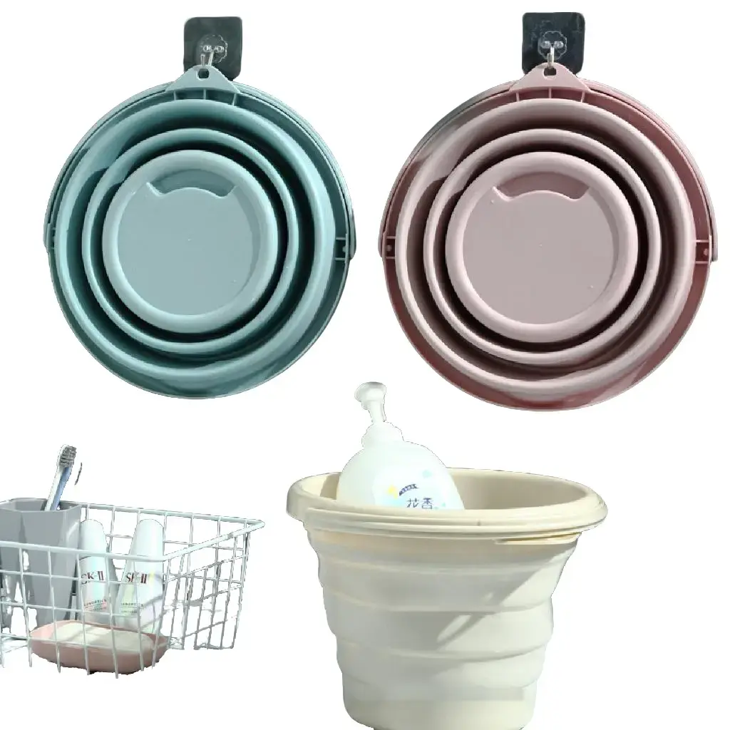 【SG Ready Stock】 Foldable Bucket Collapsible Pail Bucket / Folding Car Wash Basin Beige