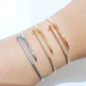 Glans - Gelang Desain Paku Kait Mata Wanita Fashion Premium Rhodium  Bracelets Women