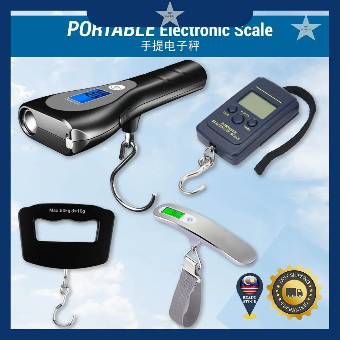 Ready Stock Portable Hangable Pocket LCD Electronic Digital Display Luggage Scale Handheld  Accuracy Hanging Hook Belt Cheap Mini Travel Weighing Scale Balance Max 50kg Suitcase Baggage Backpack Bag Penimbang Elektrik Timbang Berat Bagasi Mudah Alih Murah