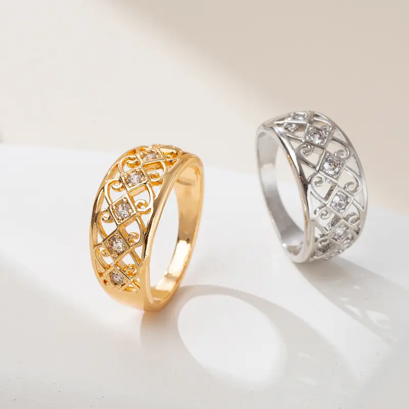 Cincin Kotak Full Permata Zircon Dan Wajik Ukir Xuping Premium Dewasa by Yunqi Jewellery - Rings 3