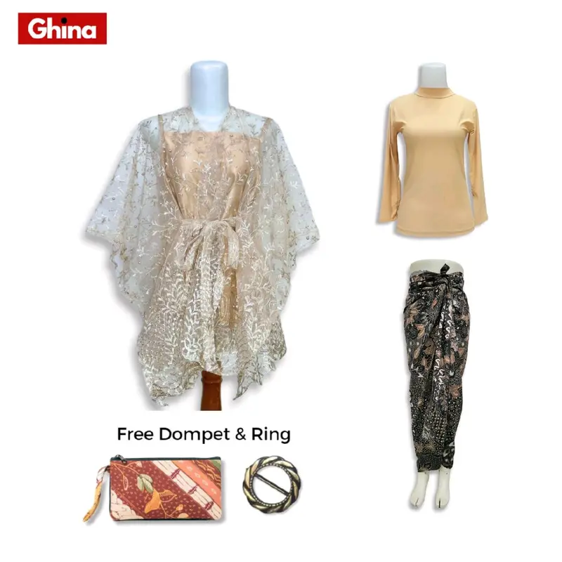 Paket Kondangan 5in1 - Kebaya Ghina One Set Kondangan Wanita Kekinian Outer Brokat Tile Premium Cardi Setelan Kebaya Modern Polos Pesta Dress Remaja Dewasa Mewah kebaya graduation kelulusa kebaya burgundy Baju Atasan Natal Wisuda 2