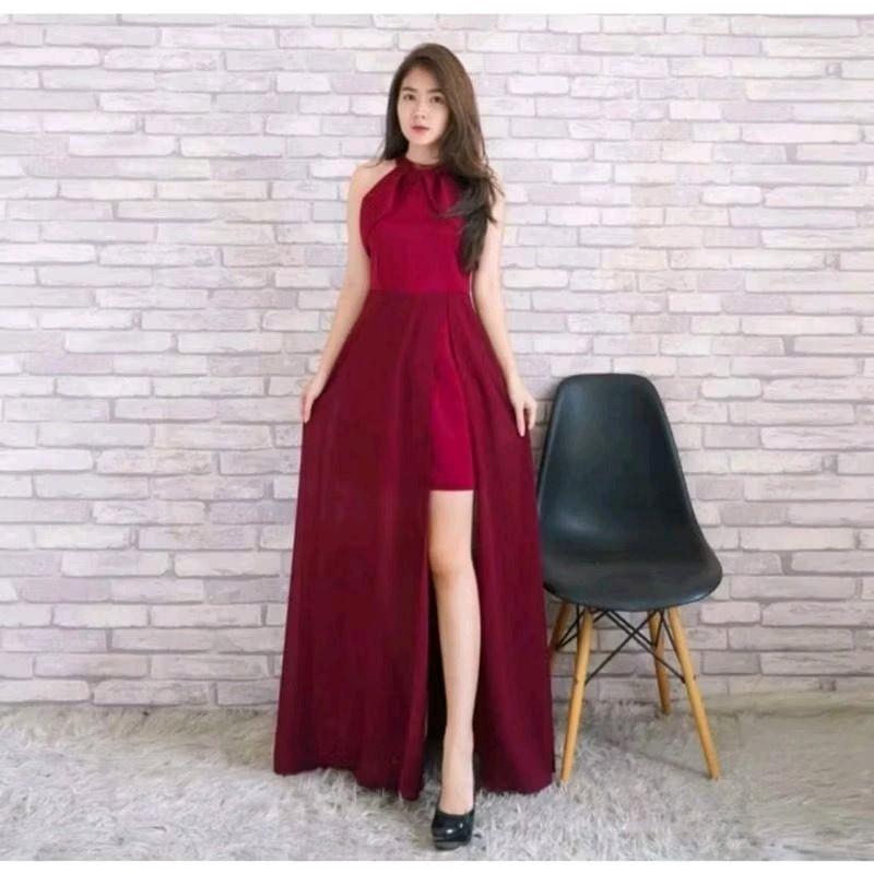 Dress pesta 106095 / LONGDRES HEAVENY ANASTASIA HELTER NECK EKOR PANJANG formal 6