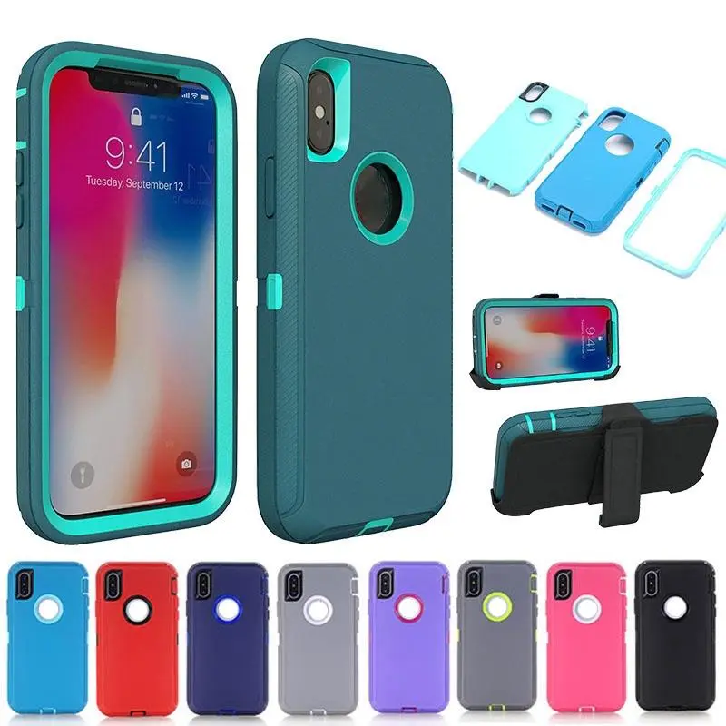 Sarung Telefon Perisai, Untuk iPhone X, XS Max, XR, 7, 8 Plus, Sarung Pelindung Otterbox Kalis Kejutan Hibrid, Serasi dengan iPhone 11 Pro Max