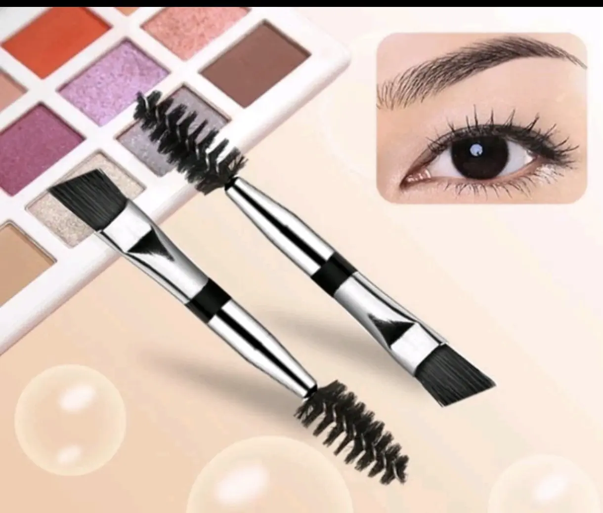 KUAS ALIS MINI 2 IN 1 SILVER / kuas alis mini 2 in 1 hitam / Kuas alis dua sisi merah