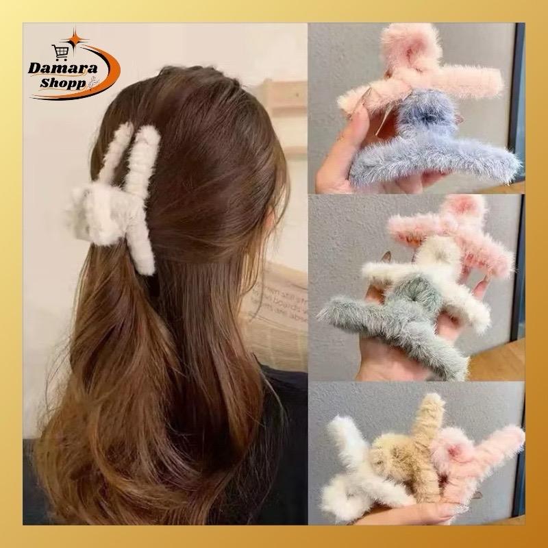 Jepit Rambut Silang Gaya Korea Warna Soft Bulu Halus Jedai Wanita - Clips Aksesoris Souvenir Hadiah 1