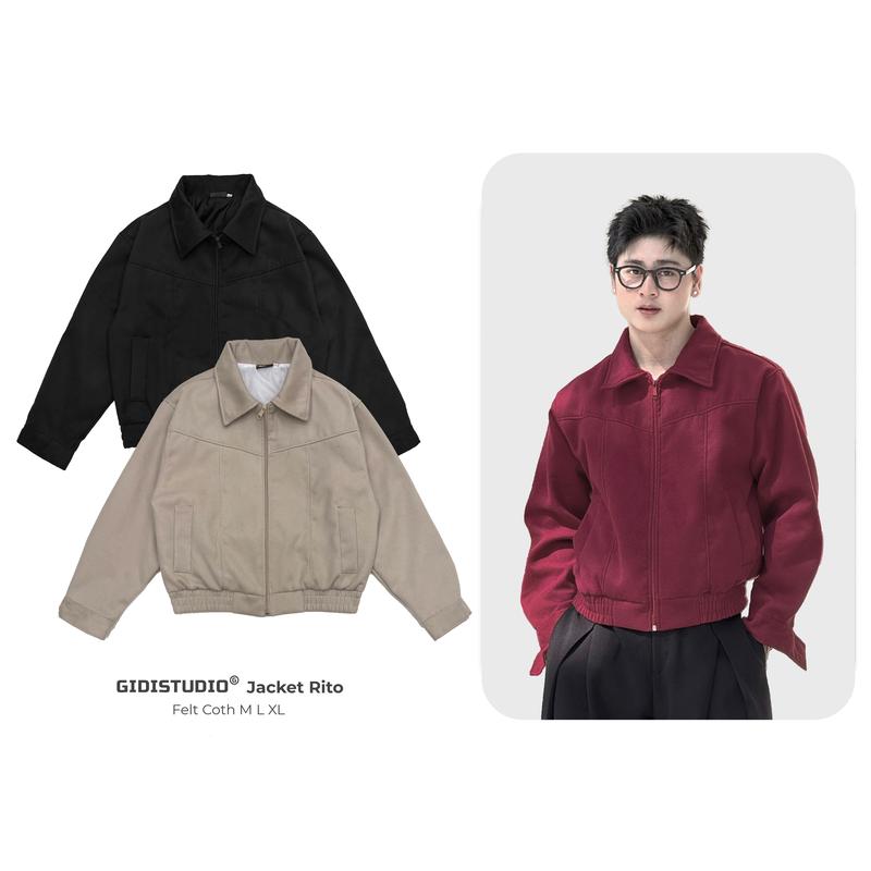   GIDISTUDIO _Áo khoác dạ RITO cao cấp Nam Nữ Unisex - áo khoác ép dạ dày dặn đứng form dáng BOXY có bo chun GIDI 