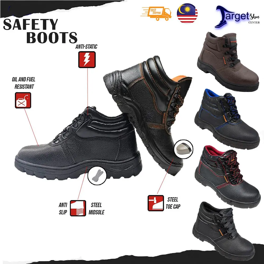 RESTOCKED Safety Boot Shoe Middle Cut Safety Boot Kasut Safety Lelaki Perempuan