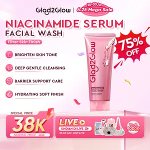 [New] Glad2Glow Niacinamide Serum Facial Wash-Pencuci Wajah Brightening Pembersih Pori Glowing Instant Ceramide Ectoin Sakura untuk Kulit Kusam Berminyak dan Sensitif Mencerahkan Melembabkan Menenangkan Cleanser70ml