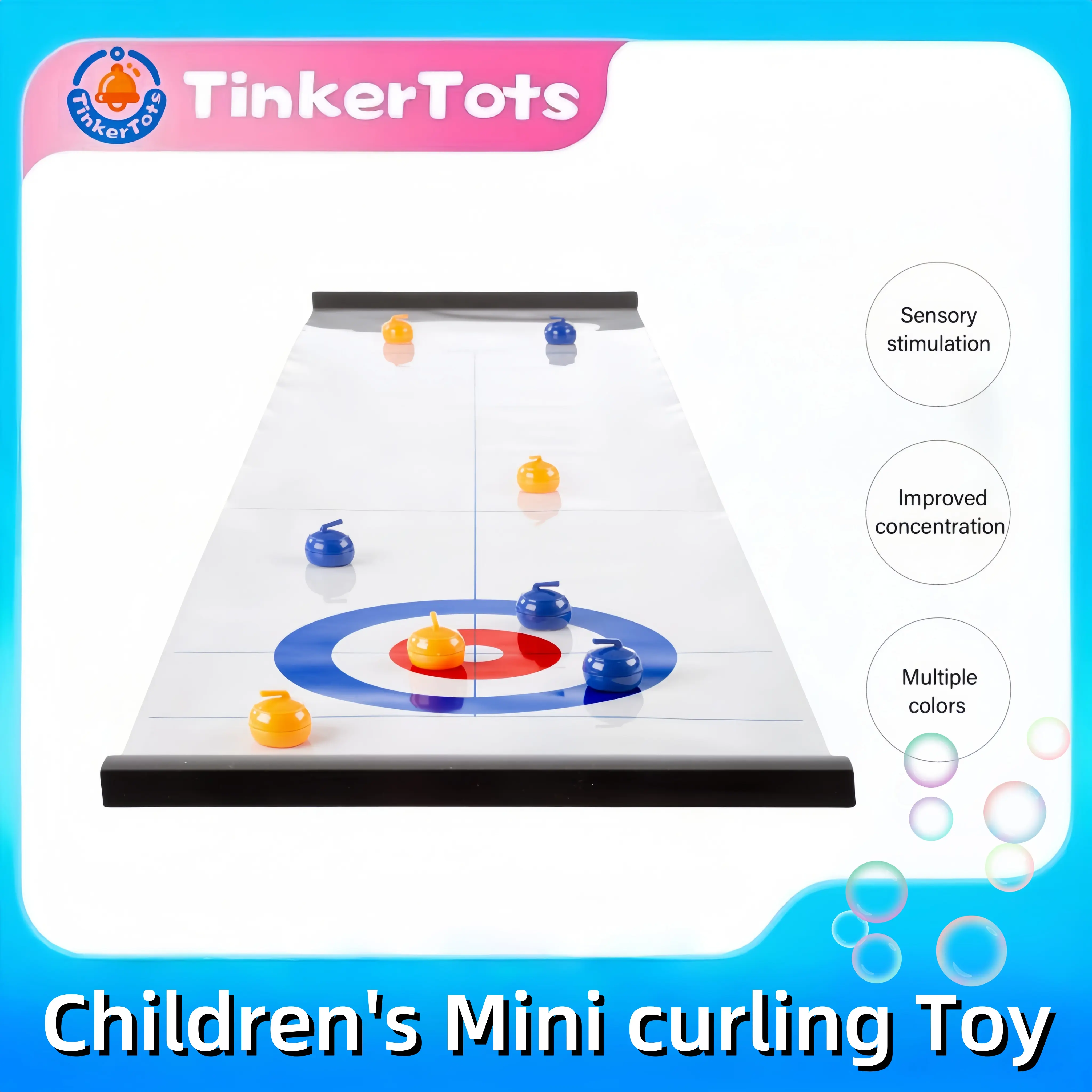 Tabletop Curling Game,Compact Curling Family Games for Kids and Adults Compact Curling Board Game Portable Mini Tabletop Games for Family/School/Travel