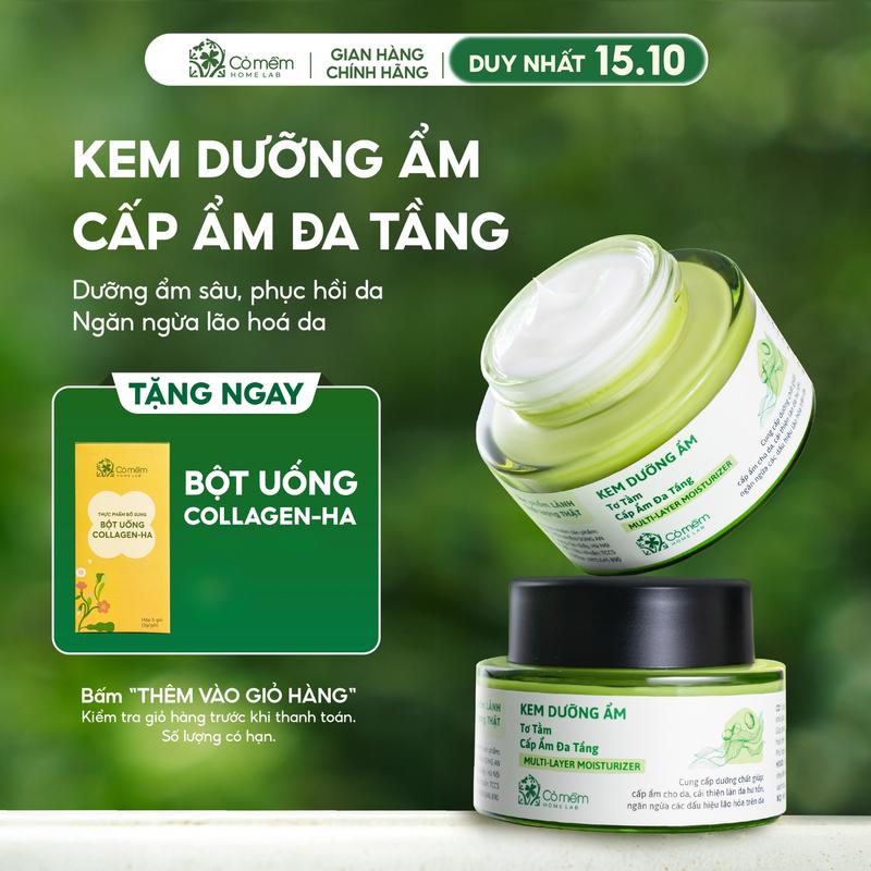 Kem Dưỡng Ẩm Chuyên Sâu Hỗ Trợ Làm Chậm Lão Hoá Da Giảm Mụn Tơ Tằm Rau Má Cỏ Mềm 50g Skincare Nữ Làm Đẹp Da Dưỡng Ẩm Da