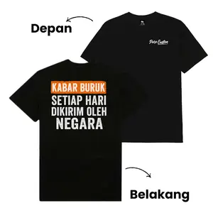 [Pare Custom] Kaos Kata-Kata KABAR BURUK DIKIRIM OLEH NEGARA | Kaos Oblong Harian Untuk Santai Bahan Katun Combed 24s - Sablon DTF Baju Tshirt Pria Pendek Polos Hitam