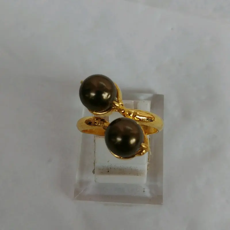 Cincin Mutiara Cokelat Lapis Emas Kuning 1