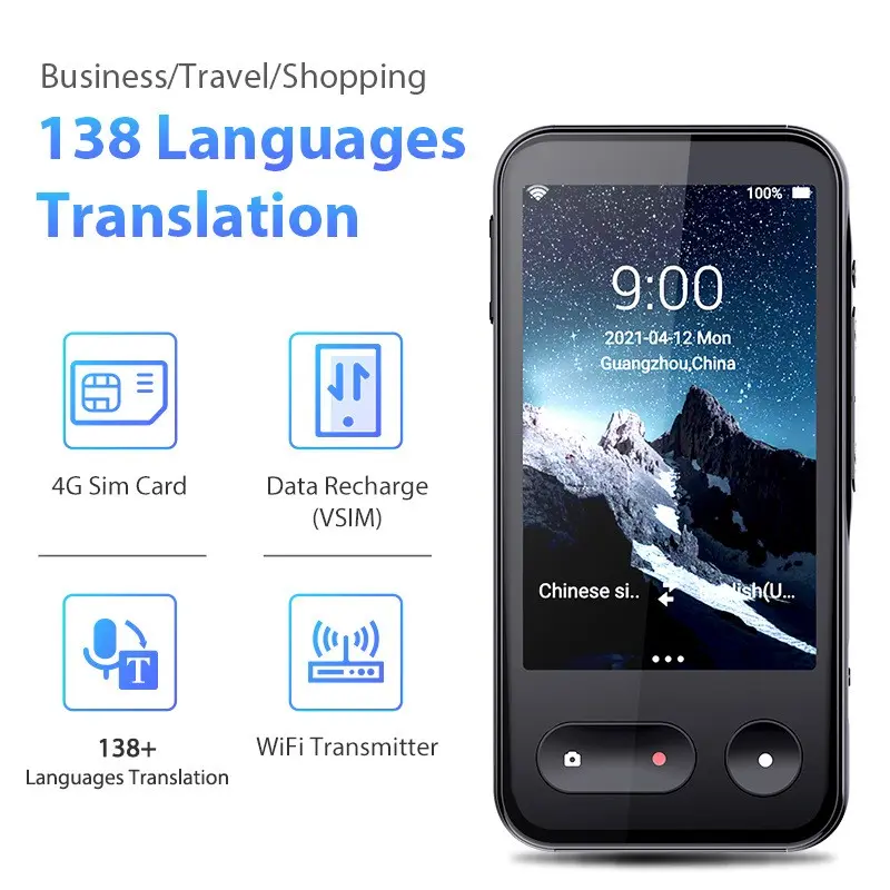 4G voice translatorT7 supports two-way simultaneous interpretation of card insertion WiFioffline recording and photo translation Audio