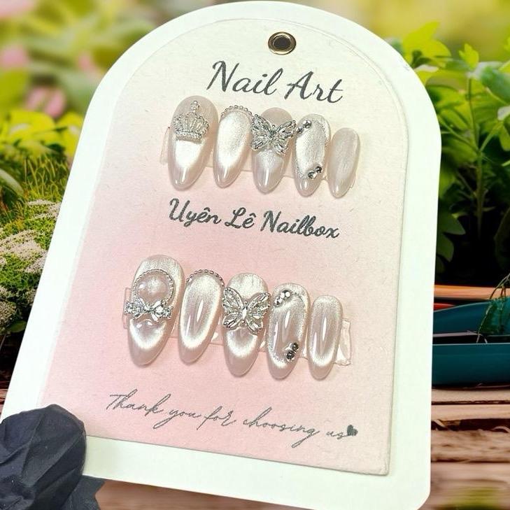 T53 nail box cho da ngăm mắt mèo kim cương vẽ nhũ siêu sáng mix charm màu phù hợp da ngăm