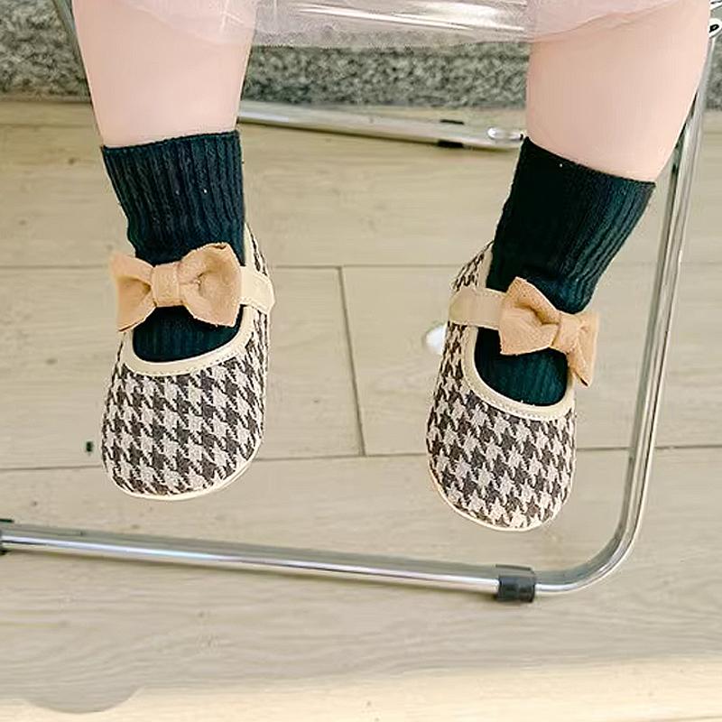 Giày Em Bé Cho Bé Gái, Có Nơ, Khóa Dán, Đế Mềm, Công Chúa, Kẻ Sọc, Dễ Thương, Cho Trẻ Mới Biết Đi 1