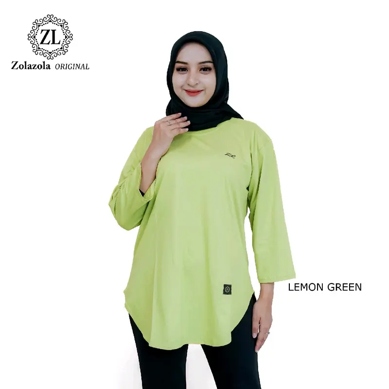 ZolaZola Kaos Oval Lengan 7/8 Wanita Size [ M, L, XL, XXL, XXXL ] Cotton Combed 24s/ Baju Polos Seragam Kekinian 8