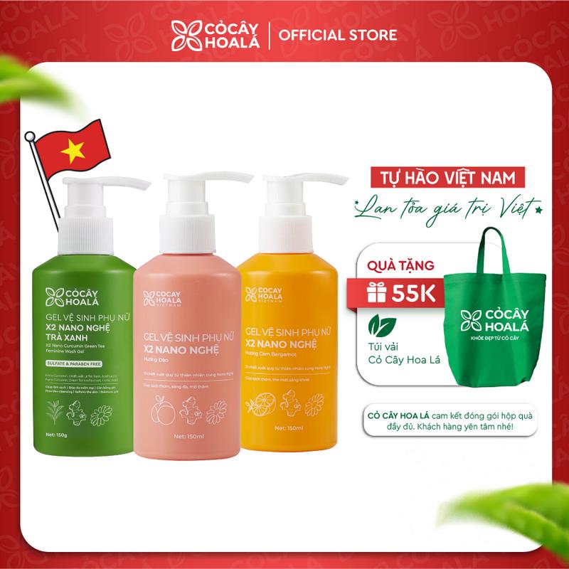 [TOP NỔI BẬT] Dung Dịch Vệ Sinh Phụ Nữ Gel x2 Nano Nghệ Cỏ Cây Hoa Lá - Làm Sạch, Hỗ Trợ Ngừa Vi Khuẩn 150g