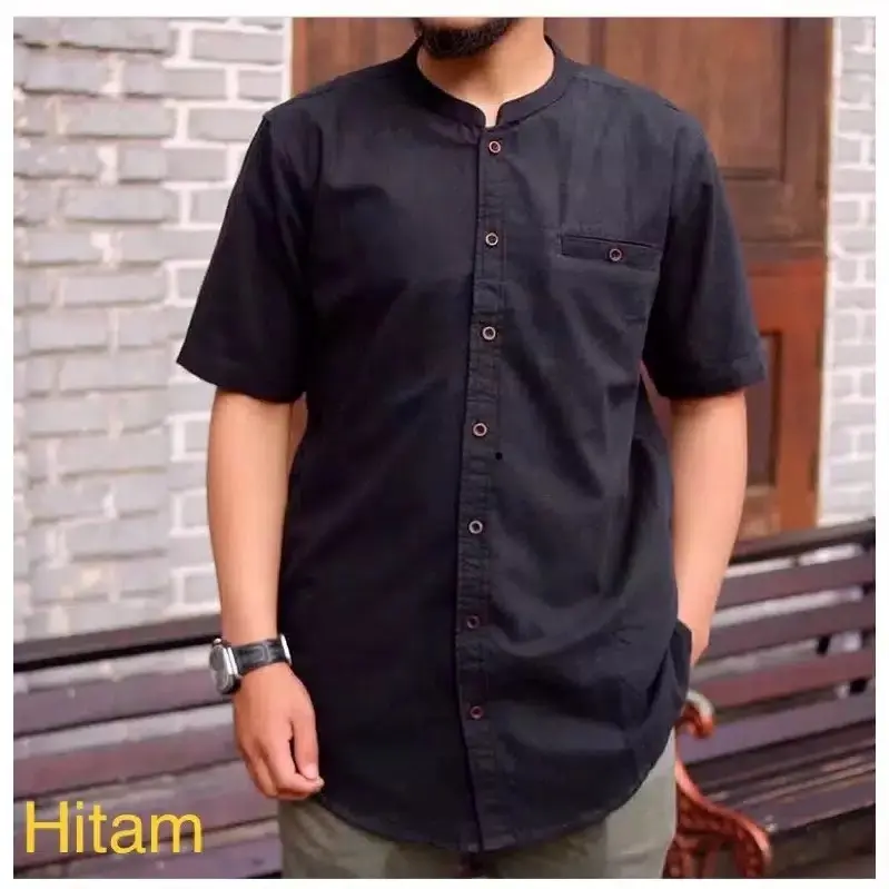 Baju Lebaran Pria Dewasa Koko Polos Lengan Pendek Terbaru 2025 Bahan Katun Toyobo Premium Koko Jumbo Terlaris - Warna Sawo 8