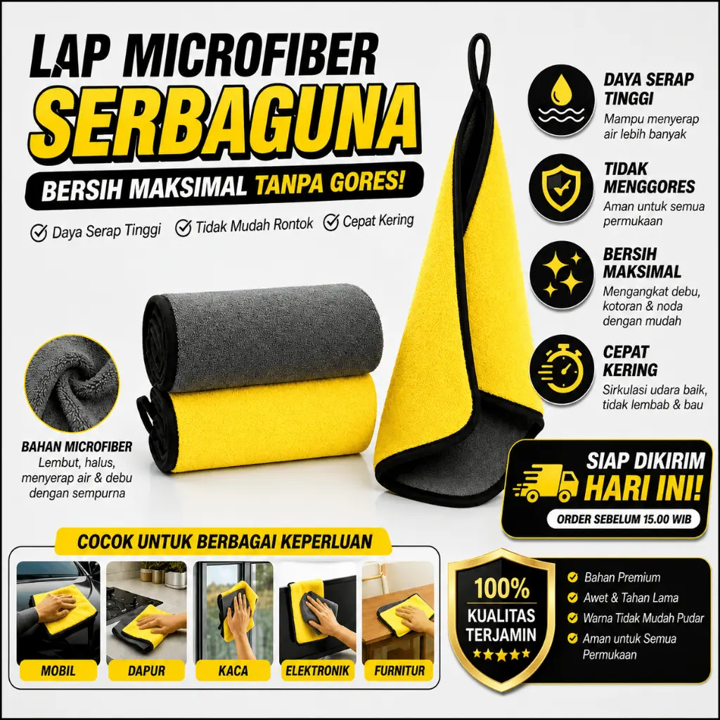 Kain Lap Cuci Mobil Bahan Micro Fiber Serba Guna