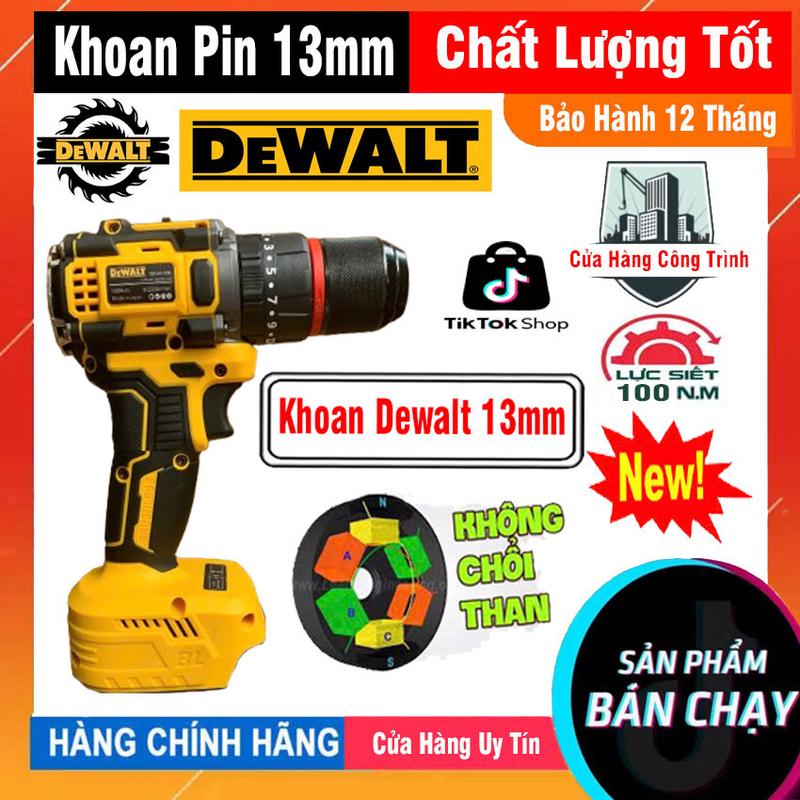Máy Khoan Pin 13mm Dewalt 100N.m Pin 10 Cell 119V KHÔNG CHỔI THAN 10mm Khoan Tường khoan búa bắn vít mạnh mẽ bảo hành 12 tháng