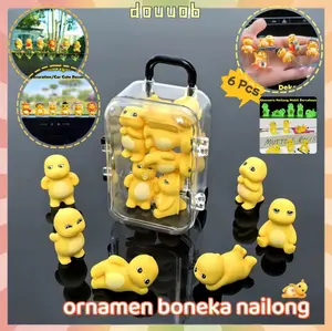 Douuob Car Decoration Set 6pcs Nailong Mini Figure Dekorasi Mobil Populer Lucu Dasbor Mobil Ornamen Mobil Populer Pajangan Tempelan Motor Nailong