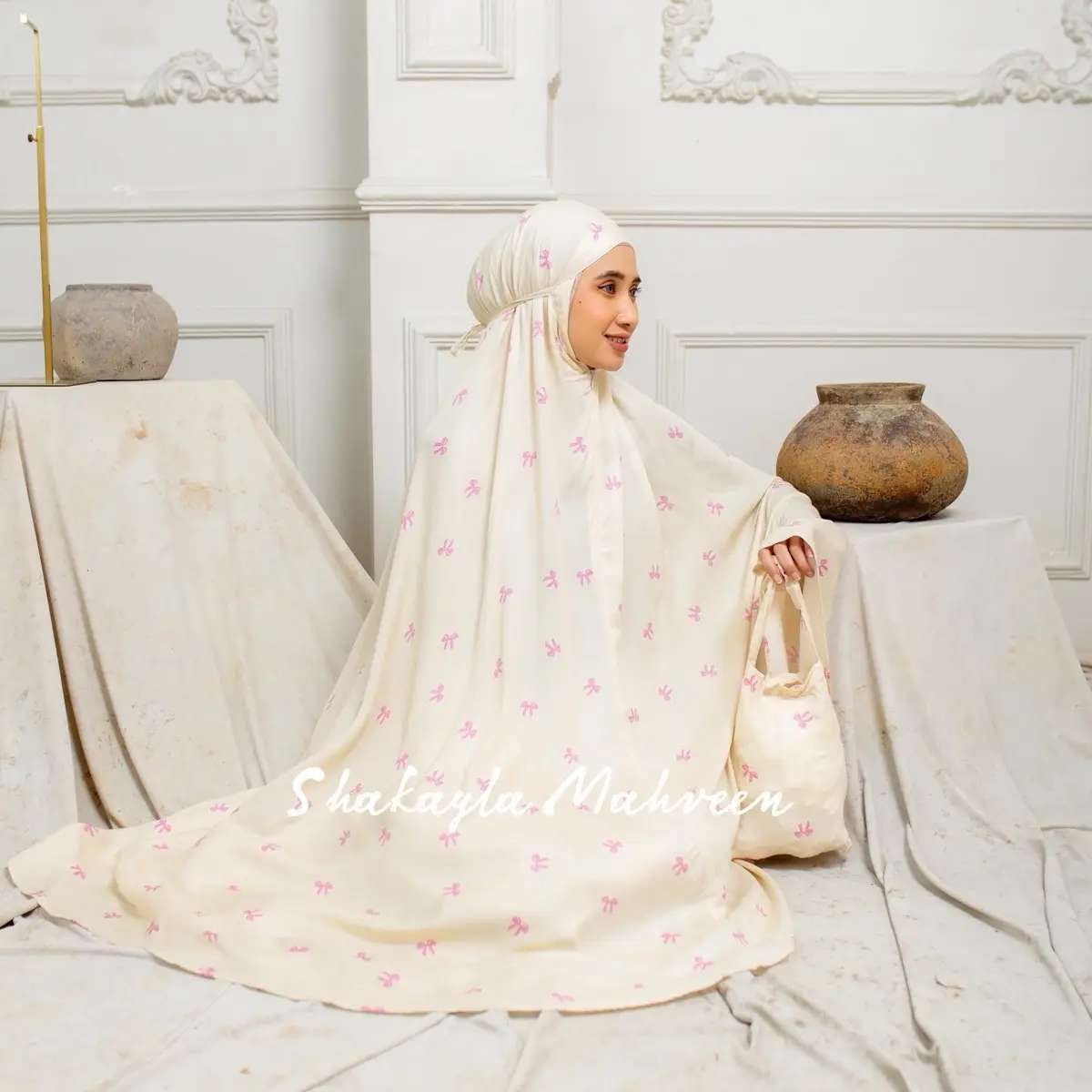 SM-Mukena Dewasa Coquette Pita Rayon Printing 2in1 Sleting dagu Atasan Bawahan sudah Motif Muslim Cantik Traveling
