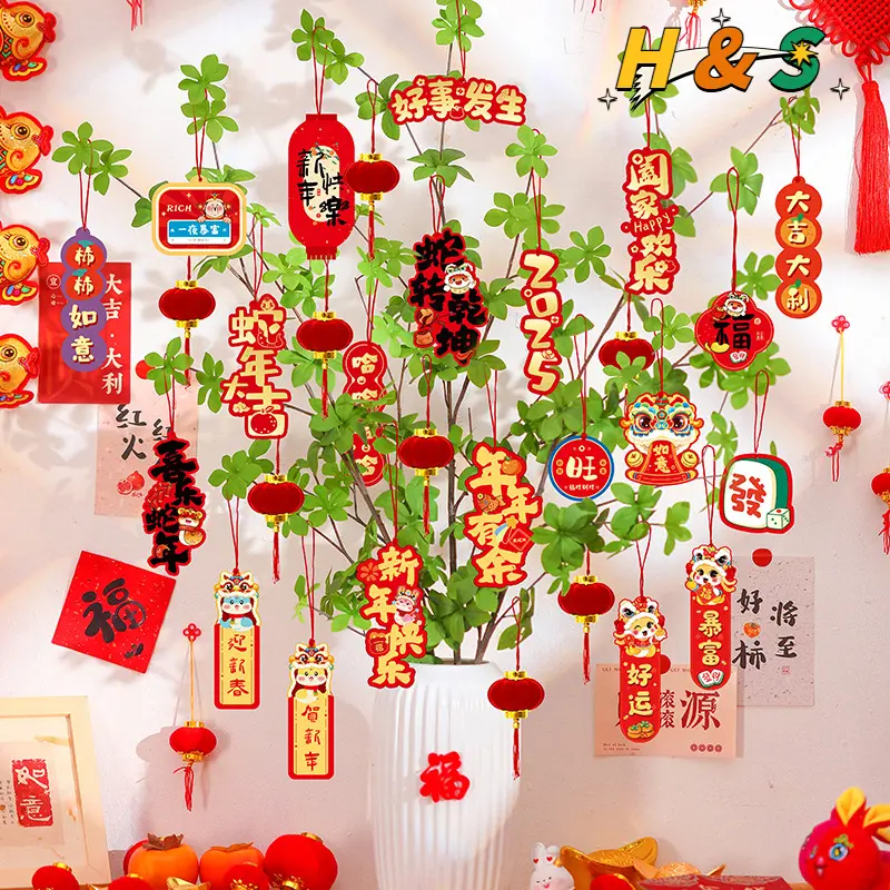 [Ready Stock]16pcs/set Chinese New Year 2025 Bonsai Pendant Cartoon Snake Decoration Creative Ornaments for Home