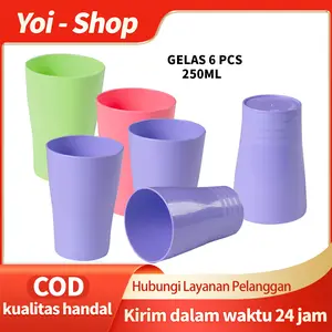 Yoi - Gleas Plastik 6 PCS / Gelas Teh Kopi / Mug Cangkir kitchenware Minuman