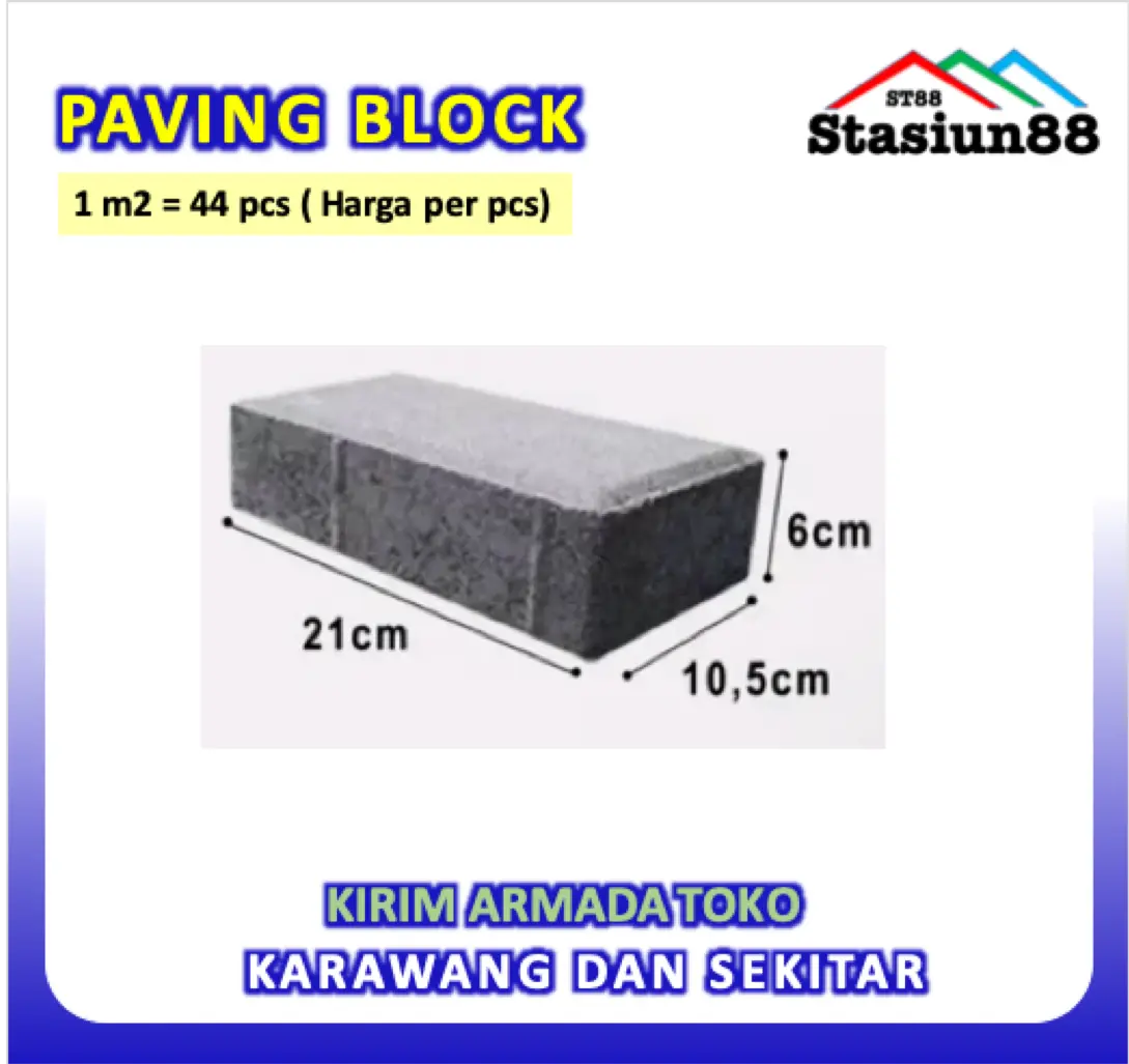 Paving blok kotak harga satuan (1m = 44 pcs)