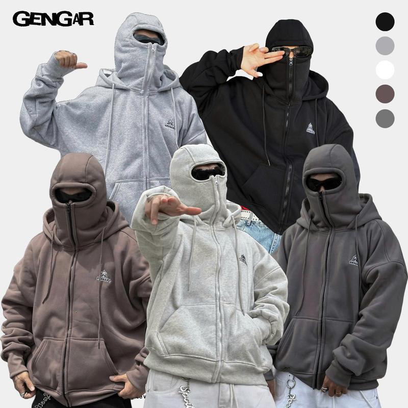 Áo Khoác Ninja chống nắng Zip HOODIE BLACLAVA GENGAR Thêu Logo Hoodie NINJA Nỉ BÔNG 380gms Dáng Boxy Nam Nữ Unisex