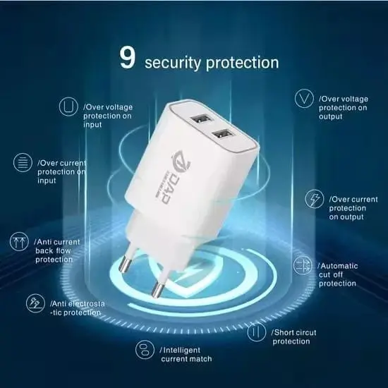 DAP Fast Charging 2 Port USB Charger 2.4 A Garansi D-A4N 1PCS Kabel 1
