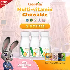 [TT] Cool-Vita 3 Botol Multivitamin Rasa Jeruk Chewable isi 90 Tablet Vitamin Suplemen Kesehatan Bantu Penuhi Kebutuhan Nutrisi dan Vitamin Harian| BPOM & HALAL