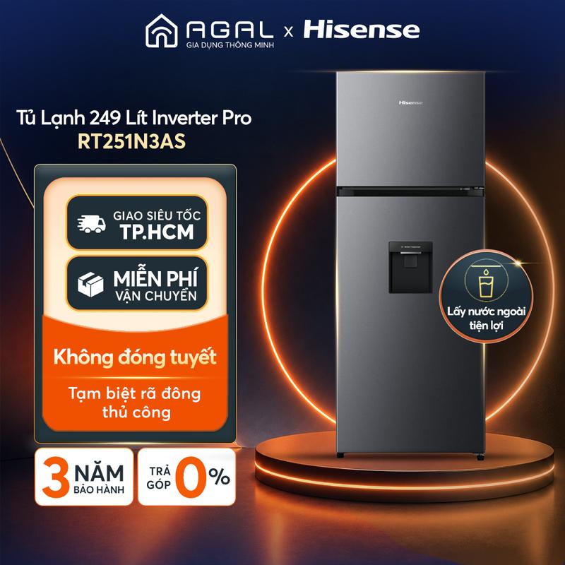 Tủ Lạnh Hisense 249 Lít Inverter RT251N3AS Tiết Kiệm điện | Lấy nước ngoài