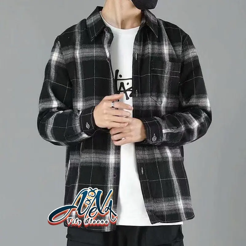 Kemeja Flanel Impor Pria Kualitas Premium Lengan Panjang Unisex Hem Flannel Baju Flanel 3
