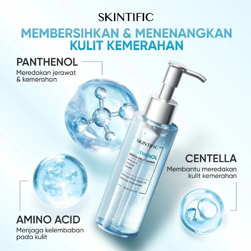 SKINTIFIC Panthenol Gentle Gel Cleanser 120ml - Cleanse & Feel Hydrated, Foam Texture