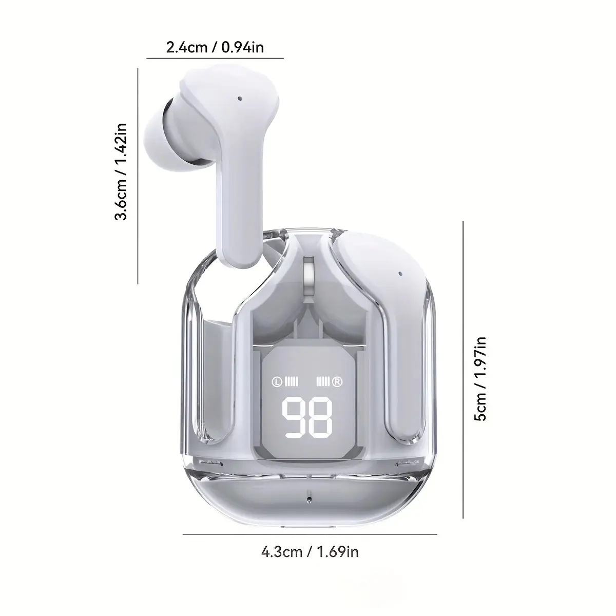 Tai nghe KY8 PRO [3 Quà tặng] 1 Vỏ silicon+1 Dây buộc+1 Bao tay chơi game, Thân trong suốt, Âm  thanh nổi không dây thực sự với màn hình kỹ thuật số, Micrô tích hợp | BigBuy360 - bigbuy360.vn