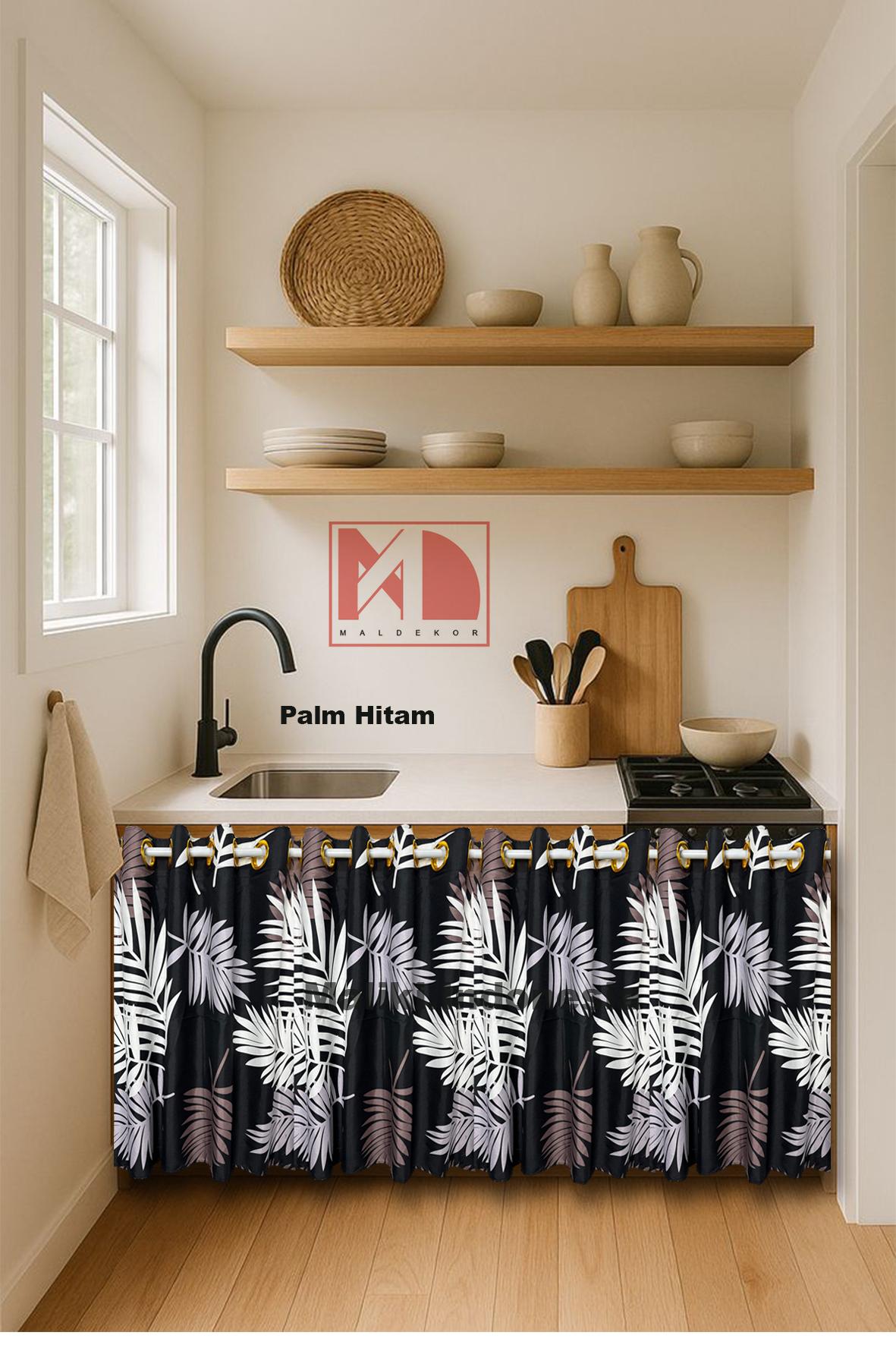 NEW Paket 2 Pcs Gorden Kolong Dapur Ring 12 Lubang Motif Aestetik Korden Katun Curtain