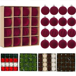 Set de adornos de bola navideña de terciopelo, bolas para árbol de plástico irrompibles y con felpa, decoración para fiestas navideñas, decoraciones navideñas festivas