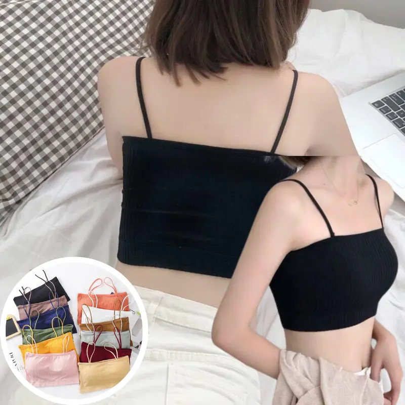 Niceface Bra Sport Wanita Sexy Polos Tanpa Kawat Bralette Tali 0