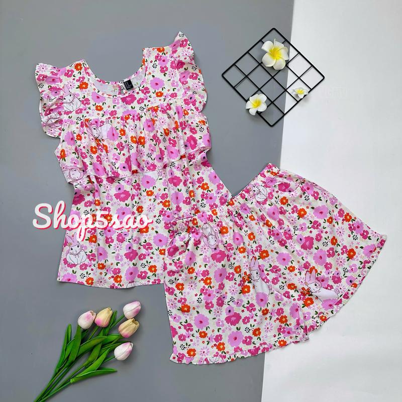 Đồ bộ tole nữ, bộ lanh mặc nhà, áo bèo ngực quần đùi SHOP5SAO (43-75kg) Women Đồ mặc nhà