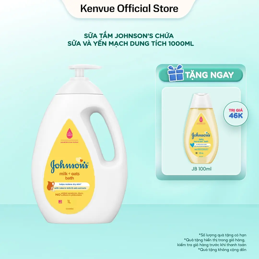 Sữa tắm Johnson's Baby chứa Sữa và Gạo/ Sữa và Yến Mạch dung tích 1000ml - Dưỡng ẩm | Dưỡng da body | Cho bé