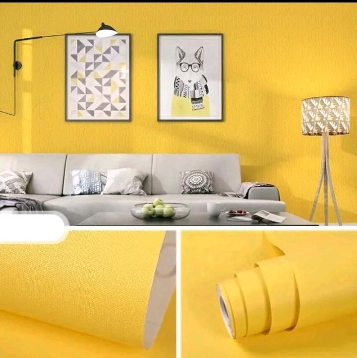 Paket Hemat 4 Roll 8 Meter | Wallpaper Dinding Sticker Dinding Polos Anti Air Kertas PVC Merah | Oren | Hijau | Kuning 2