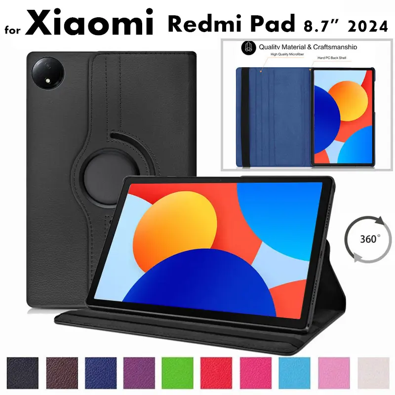 เคสแท็บเล็ต, สำหรับ Xiaomi Redmi Pad Se 8.7 นิ้ว 2024, เคสหนังหมุนได้ 360, พร้อมขาตั้ง, เคสฝาพับ, เหมาะสำหรับ Redmi Pad Se 4G 8.7"