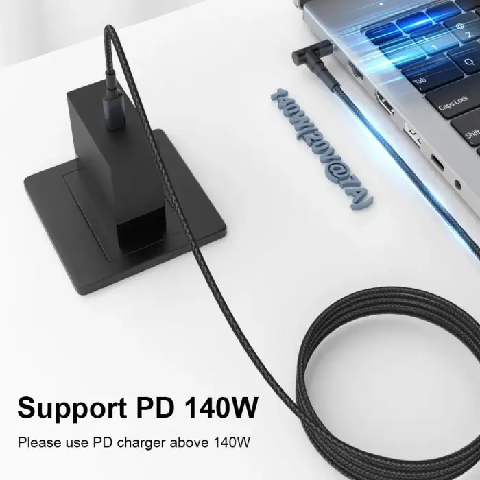 Terbatas ❤️ Kabel 140W Pd Nylon Usb Type C To Dc Charging Cable Power Adapter 1.8M 3