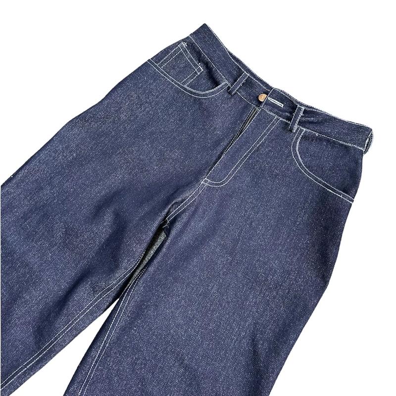 Product Introduction of Flame Everyday Celana Denim Y2K Baggy Wideleg Gombrong Raw Denim 13oz Hitam Jeans Panjang 61