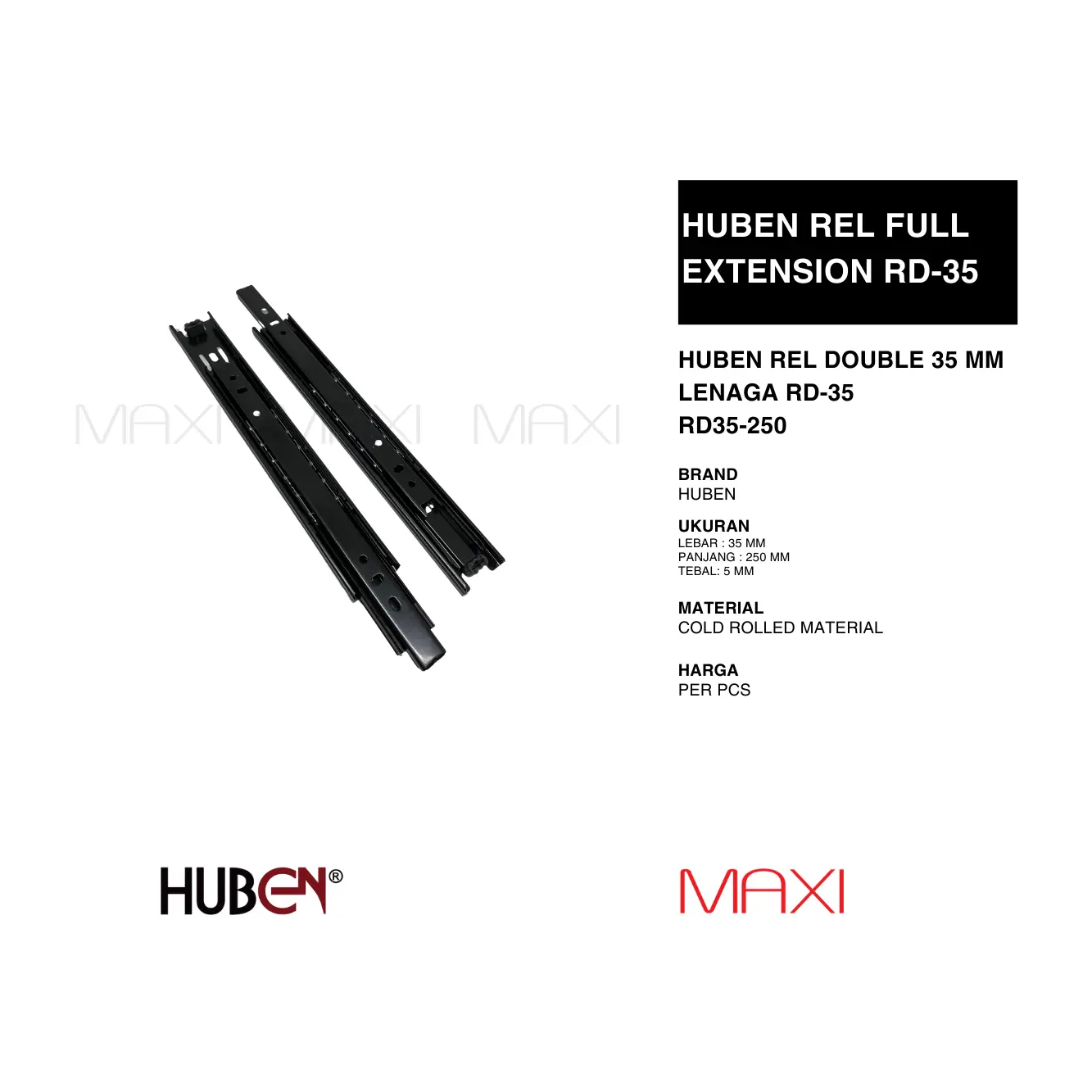 Huben Rel Full Extension RD-35 ( RD35-250 Sampai 500 )