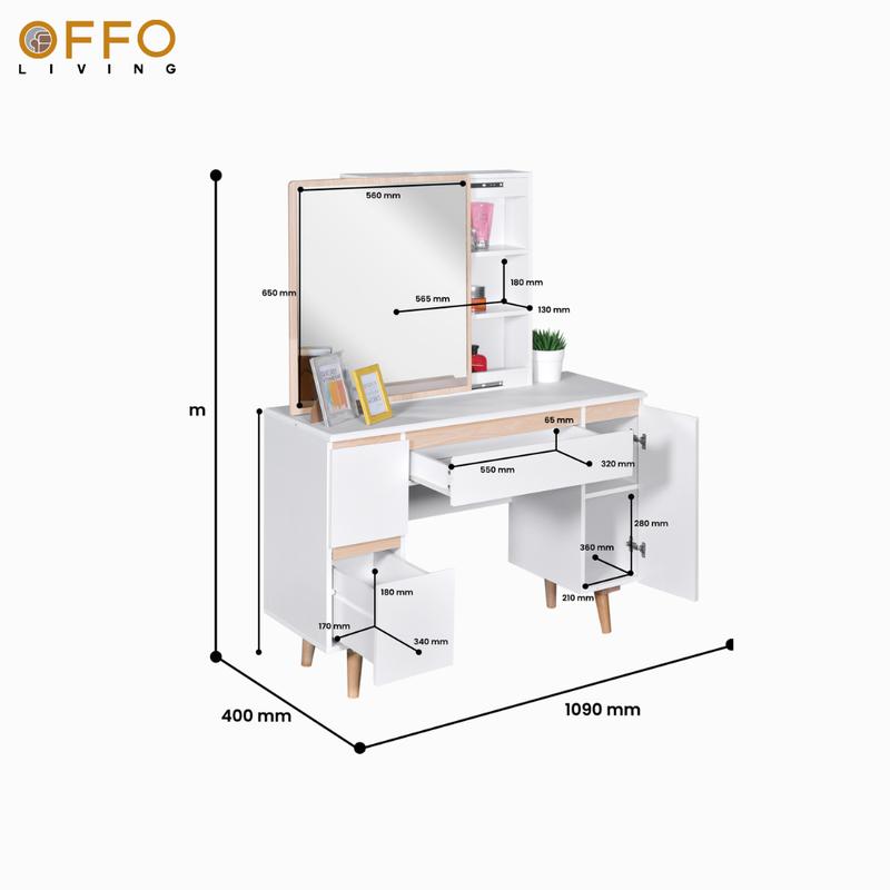 Offo Living - Meja Rias Elegan Dengan Laci Tipe Lotus 1