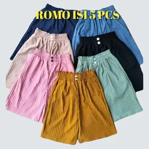 Paket isi 5 PCS Celana Kulot Knit Hornet Pendek 7/8 Jumbo WANITA DEWASA Nyaman Waist Shorts Karet Pant Casual High celana  selutut celana pendek berkancing plus size