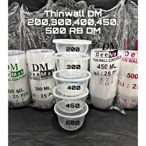 THINWALL BULAT MEREK DM ISI 25 SET WADAH DAN TUTUP UK 200ML,300ML,400ML,450ML,500ML